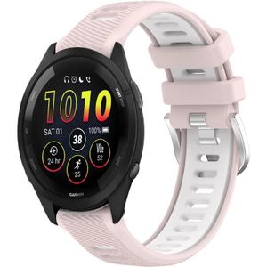 Voor Garmin Forerunner 265 22 mm sport tweekleurige stalen gesp siliconen horlogeband (roze + wit)