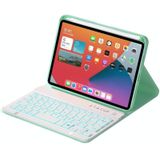 HK006D Vierkante sleutels Afneembare Bluetooth Solid Color Toetsenbord Leren Case met Kleurrijke Backlight & Holder voor iPad Mini 6 (Mint Green)