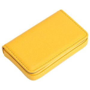 2 PCS PU Leather Metal Business Card Holder Magnetic Lychee Stainless Steel Business Card Case(Yellow)