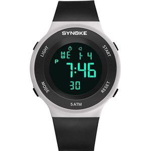 Syneke 9199 Student Waterdicht Lichtgevend LED-elektronisch horloge (zwart wit)