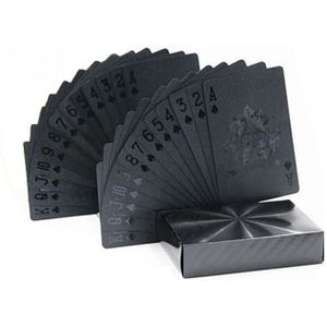2 stuks Creative Gold folie Poker plastic waterdichte speelkaarten (zwart)