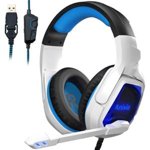 Sades MH901 7.1 Kanaal USB Verstelbare gaming headset met microfoon (blauw wit)