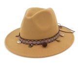 Women Jazz Caps Bohemia Style Woolen Hats for Spring Summer Beach(Camel)