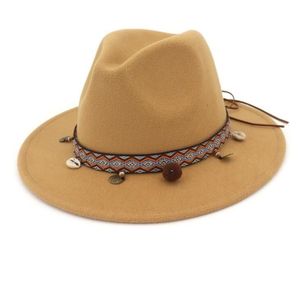Women Jazz Caps Bohemia Style Woolen Hats for Spring Summer Beach(Camel)