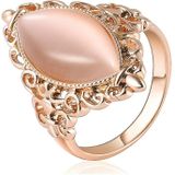 Women Vintage Ethnic Style Waterdrops Opal Oval Ring  Ring Size:6(Rose gold)