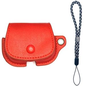 For AirPods 1 / 2 Backpack Style PU Leather Earphone Protective Case with Lanyard(Red)
