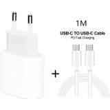 2 in 1 Single USB-C / Type-C Port Travel Charger + 3A PD 3.0 USB-C / Type-C to USB-C / Type-C Fast Charge Data Cable Set  Cable Length: 1m(EU Plug)