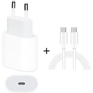 2 in 1 Single USB-C / Type-C Port Travel Charger + 3A PD 3.0 USB-C / Type-C to USB-C / Type-C Fast Charge Data Cable Set  Cable Length: 1m(EU Plug)