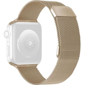 Dubbele sectie Milaanse Magnetische elasticiteitsvervanging Strap horlogeband voor Apple Watch Series 6 & SE & 5 & 4 44mm / 3 & 2 & 1 42mm (vintage goud)