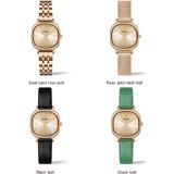 SANDA P1098 Simple Bar Scale Ovale wijzerplaat Quartz horloge voor dames (riem zwart)
