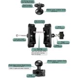 25mm Ball Head Motorcycle Rearview Mirror Fixed Mount Holder with 4 Styles Gaskets for GoPro HERO9 Black / HERO8 Black /HERO7 /6 /5  DJI Osmo Action Xiaoyi and Other Action Cameras(Black)