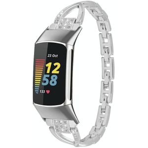 Voor Fitbit Charge 3 / 4 diamanten metalen horlogeband