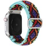 Voor Apple Watch Ultra 49 mm / serie 8 & 7 45 mm / SE 2 & 6 & SE & 5 & 4 44 mm / 3 & 2 & 1 42 mm gesp elastische nylon horlogeband (paarse ruit)
