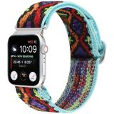 Voor Apple Watch Ultra 49 mm / serie 8 & 7 45 mm / SE 2 & 6 & SE & 5 & 4 44 mm / 3 & 2 & 1 42 mm gesp elastische nylon horlogeband (paarse ruit)