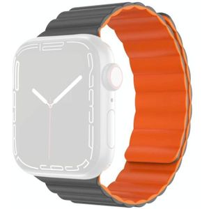Mutal Moran Series Vloeibare Siliconen Magnetische Riem Horlogeband voor Apple Watch Series 7 45 mm / 6 & SE & 5 & 4 44mm / 3 & 2 & 1 42mm (grijs + oranje)