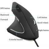 CM0093 Rechargeable Version 2.4GHz Three-button Wireless Optical Mouse Vertical Mouse for Left-hand  Resolution: 1000DPI / 1200DPI / 1600DPI (Black)