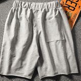 Mens Shorts Straight Casual Sports Pants Loose Solid Color Stretch Five-point Pants (Color:Grey Size:XXXL)