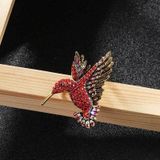 2 PCS Inlaid Bee Bird Brooch Personality Clothing Pins Scarf Buckle(Red Diamond)