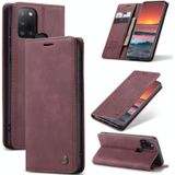 For Samsung Galaxy A21S CaseMe-013 Multifunctional Retro Frosted Horizontal Flip Leather Case with Card Slot & Holder & Wallet(Wine Red)