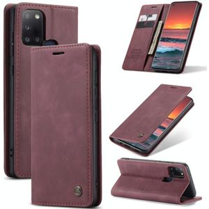 For Samsung Galaxy A21S CaseMe-013 Multifunctional Retro Frosted Horizontal Flip Leather Case with Card Slot & Holder & Wallet(Wine Red)