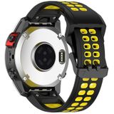 Voor Garmin Descent G1/Coros Vertix 22mm Quick Release dubbele rij siliconen horlogeband (zwart geel)