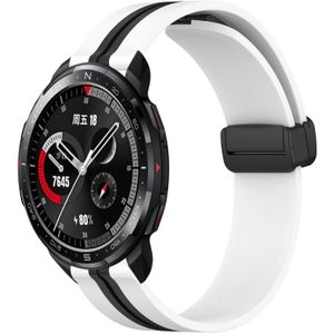 Voor Honor Watch GS Pro 22 mm opvouwbare magnetische sluiting siliconen horlogeband (wit + zwart)