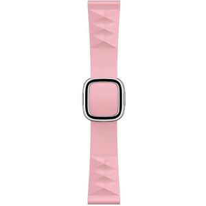 Modern Style Silicone Replacement Strap Watchband For Apple Watch Series 6 & SE & 5 & 4 44mm / 3 & 2 & 1 42mm Style:Silver Buckle(Light Pink)