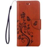 For iPhone 8 Plus & 7 Plus  Flowers Embossing Horizontal Flip Leather Case with Holder & Card Slots & Wallet & Lanyard(Coffee)