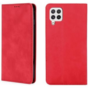 Voor Samsung Galaxy A22 5G Skin Feel Magnetic Horizontal Flip Leather Phone Case