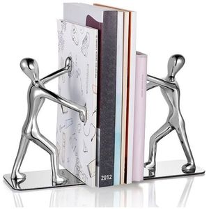 Pair Small Person Standing Decoration Creative Desk Bookshelf Metal Book Push Plate