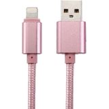 1m Woven Style Metal Head 84 Cores 8 Pin to USB 2.0 Data / Charger Cable  For iPhone X / iPhone 8 & 8 Plus / iPhone 7 & 7 Plus / iPhone 6 & 6s & 6 Plus & 6s Plus / iPad(Rose Gold)