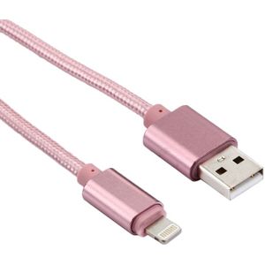 1m Woven Style Metal Head 84 Cores 8 Pin to USB 2.0 Data / Charger Cable  For iPhone X / iPhone 8 & 8 Plus / iPhone 7 & 7 Plus / iPhone 6 & 6s & 6 Plus & 6s Plus / iPad(Rose Gold)