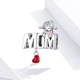 S925 Sterling Silver Pendant to Mom Beads DIY Bracelet Necklace Accessories