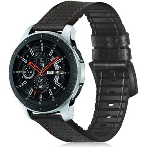 For Samsung Galaxy Watch Active 2 22mm Carbon Fiber Leather With Silicone Sports Band(Black + Brown)