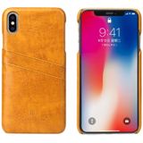 Fierre Shann Retro Oil Wax Texture PU Leather Case for iPhone XS Max  with Card Slots(Yellow)