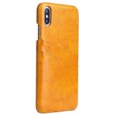 Fierre Shann Retro Oil Wax Texture PU Leather Case for iPhone XS Max  with Card Slots(Yellow)