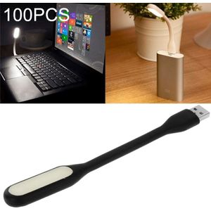 100 PCS Portable Mini USB 6 LED Light  For PC / Laptops / Power Bank  Flexible Arm  Eye-protection Light(Black)