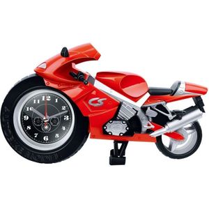 Creative Artistic Motorcycle Alarm Clock Desk Clock Model for Household Shelf Decorations (Red)