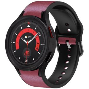 For Samsung Galaxy Watch 5 44mm 20mm Silicone Adhesive Leather Watch Band(Burgundy)