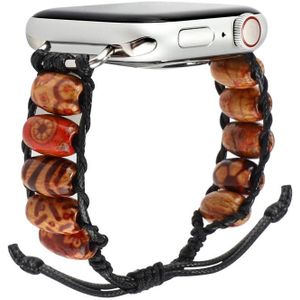 Houten Bead Watchband voor Apple Watch Series 7 41mm / 6 & SE & 5 & 4 40mm / 3 & 2 & 1 38mm (Pattern Brown)