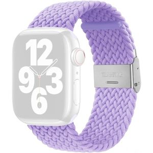 Gevlochten + roestvrijstalen vervanging horlogebanden voor Apple Watch Series 7 45mm / 6 & SE & 5 & 4 44mm / 3 & 2 & 1 42mm (Britse lavendel)