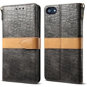 Splicing Color Crocodile Texture PU Horizontal Flip Leather Case for iPhone 7 / 8  with Wallet & Holder & Card Slots & Lanyard (Grey)