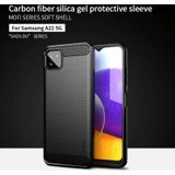 For Samsung Galaxy A22 5G MOFI Gentleness Series Brushed Texture Carbon Fiber Soft TPU Case(Blue)