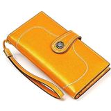 3527 Vintage Oil Wax Texture Large Capacity Long Multi-function Anti-magnetic RFID Wallet Clutch for Ladies (Yellow)