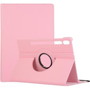 For Samsung Galaxy Tab S7 FE T730 Litchi Texture Horizontal Flip 360 Degrees Rotation Leather Case with Holder(Pink)