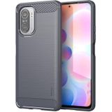 Voor Xiaomi Redmi Note 11t Pro 5G / 11T Pro plus 5G Mofi Gentles -serie geborstelde textuur Koolstofvezel Zachte TPU -behuizing