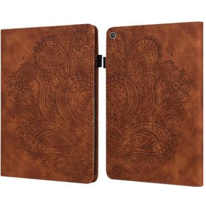 Voor Amazon Kindle Fire HD 8 2016/2017/2018/2019 Peacock Embossed Pattern TPU + PU Horizontal Flip Leather Case met Holder & Card Slots & Wallet (Brown)