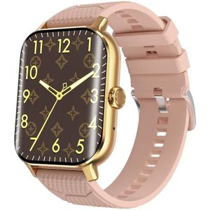 F12 2 02 inch gebogen scherm Smart Watch ondersteunt spraakoproep / bloedsuikerdetectie (goud + roze)