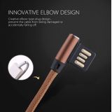 1m 2.4A Output USB to 8 Pin Double Elbow Design Nylon Weave Style Data Sync Charging Cable For iPhone X / iPhone 8 & 8 Plus / iPhone 7 & 7 Plus / iPhone 6 & 6s & 6 Plus & 6s Plus / iPhone 5 & 5S & SE & 5C / iPad (Coffee)