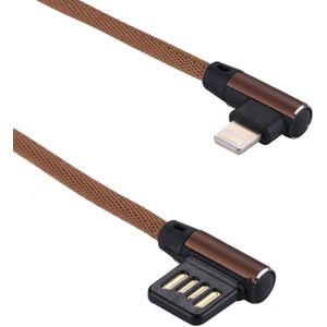 1m 2.4A Output USB to 8 Pin Double Elbow Design Nylon Weave Style Data Sync Charging Cable For iPhone X / iPhone 8 & 8 Plus / iPhone 7 & 7 Plus / iPhone 6 & 6s & 6 Plus & 6s Plus / iPhone 5 & 5S & SE & 5C / iPad (Coffee)